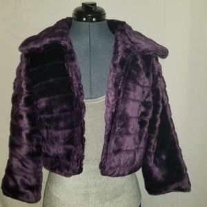 Purple faux fur cropped jacket - Forever 21